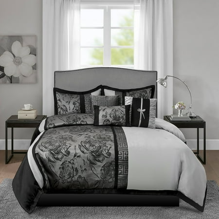 HIG Classic and original Floral 7 Pieces Bed-in-a-Bag King With Comforter Standard shams Bed Skirt Square Pillow Fashion Pillow