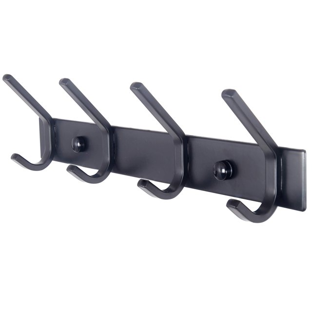 Perchero WEBI C-CBG04 montado en pared con 4 ganchos de metal negro