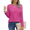 thumbnail image 2 of UVN Blouses for Women Pleated Long Sleeve Shirts Casual Crew Neck Tunic Tops, 2 of 9