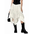 thumbnail image 2 of Women'S Renaissance Flowy Fairy Skirt Y2k Contrast Lace Layered Asymmetrical Midi Skirts Milky White XS, 2 of 9