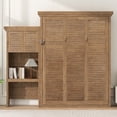 thumbnail image 2 of Newest Queen Size Murphy Bed with Multiple Storage Shelves , Louvered Style Decoration, Wood Color, 2 of 9