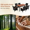 thumbnail image 4 of 7PCS Outdoor Rattan Table & Chairs Set, Wicker Patio Dining Set, outdoor Conversation Setwith Acacia Wood Top & Padded Cushions, suitable for garden backyard pool terrace, 4 of 10
