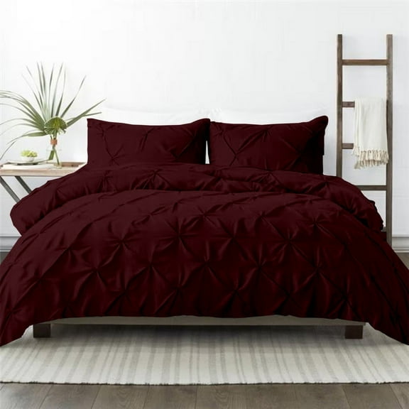 Kotton Culture 600TC Pinch Pleated Duvet Cover, 100% Egyptian Cotton (Wine, Cal King/King, 1 Piece)