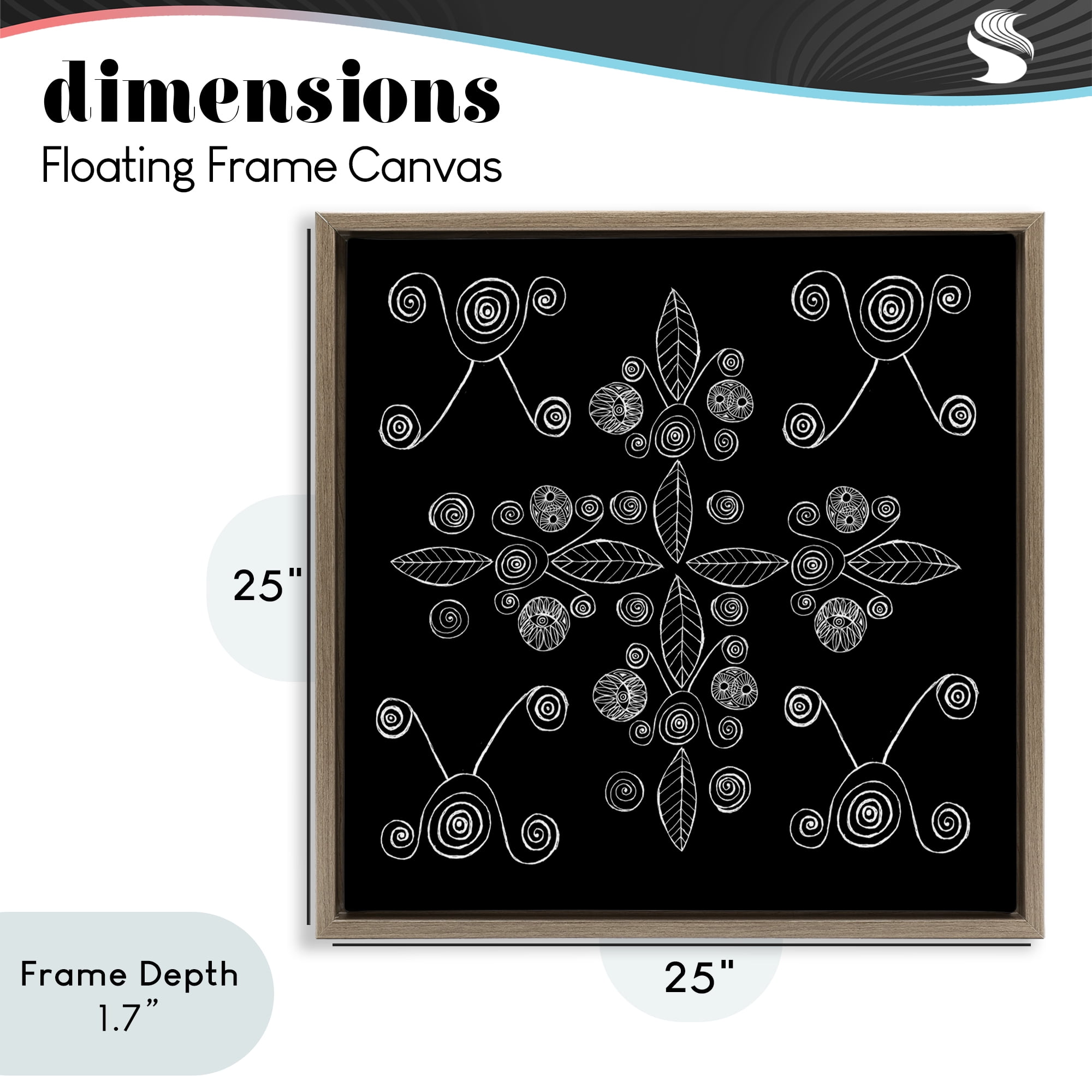 Stupell Industries Geometrics & Leaf Fractals Brown Framed Floater Canvas Wall Art, design by El Perkin