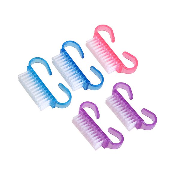 5pc Small Dust Brush Handle Brush Scrubbing Cleaning Manicure Tools Nail Brush (random Color)