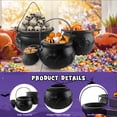 thumbnail image 3 of Plastic Couldron for Halloween Decoraiton St.Patrick Black Fake Witch Cauldron Pots Spooky Trick or Treat Witches Cauldrons 5Pcs, 3 of 8