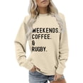 thumbnail image 4 of Holzkary Women's Football Game Day Sweatshirt Graphic Print Sunday Long Sleeve Crewneck Fall Pullover Graphic Print Oversized Crewneck Sweatshirts Long Sleeve Pullover for Gameday Hoodies Beige S, 4 of 5