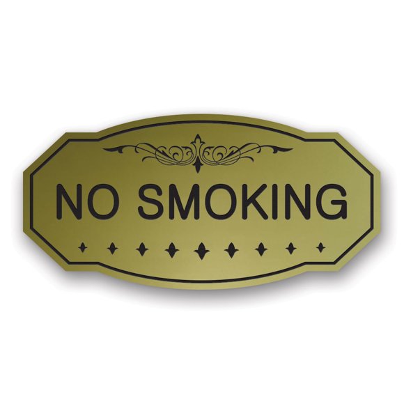 NO Smoking Victorian Door/Wall Sign (Brushed Gold) - Large 5" x 10"
