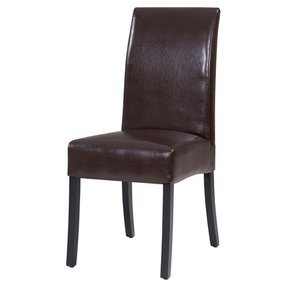 Pemberly Row Modern 19" Bicast Leather Chair in Brown (Set of 2)