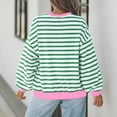 thumbnail image 4 of Women's 2025 Trendy Soft Pullover Round Neck Striped Print Casual Shirts Long Sleeve Loose Fit Color Block T-shirt Top, 4 of 4
