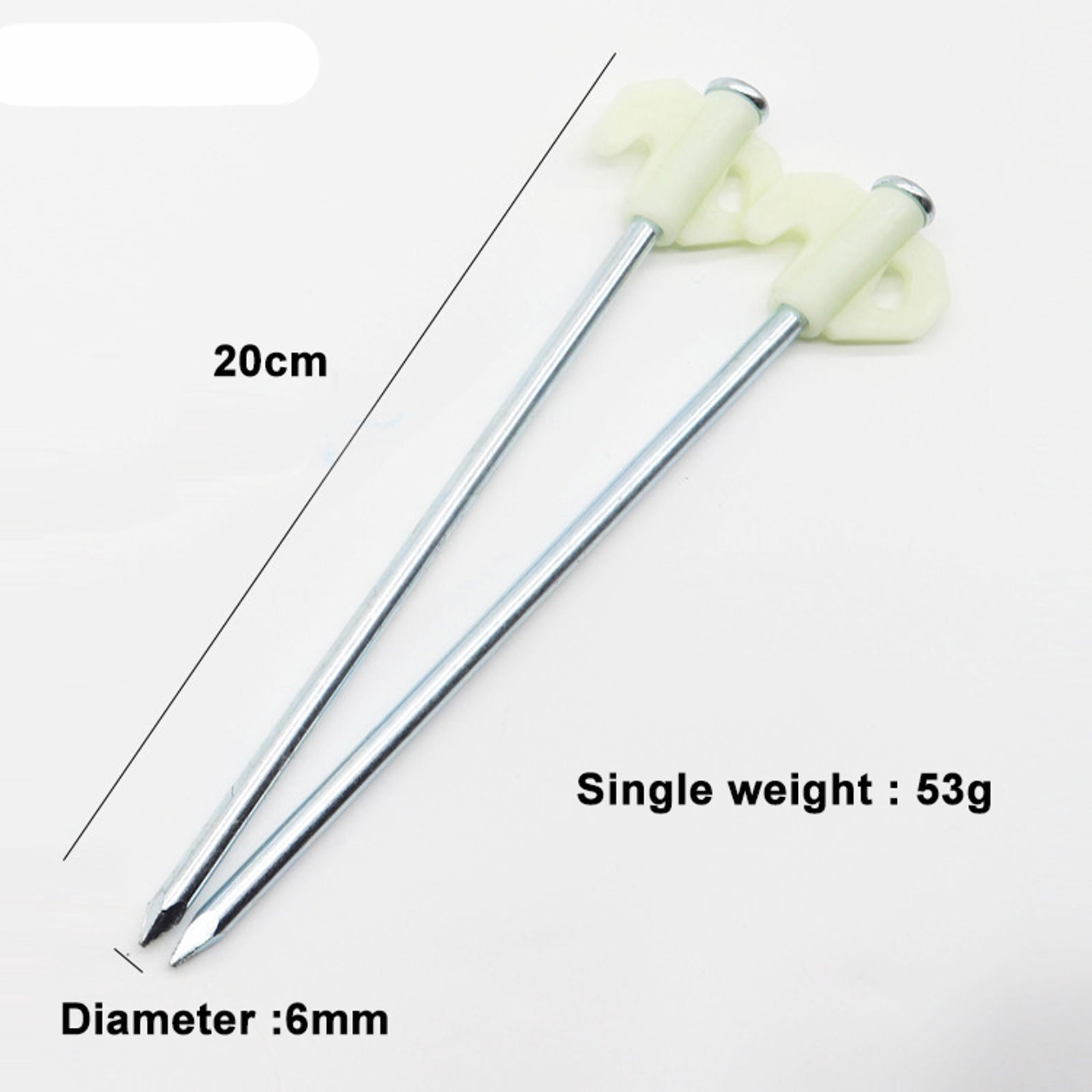 SIELUNO Tent Stakes 10 Pieces Galvanized Steel Stable Tent Stakes Pegs With Fluorescent Stopper -Cream Color-20cm