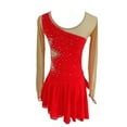 thumbnail image 2 of LIUHUO Custom Figure Skating Dress Girls Ladies Spandex Red with Shiny Linear Rhinestones Shoulders Chest Star shaped Waist Embellishments, 2 of 8