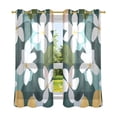 thumbnail image 2 of White Flowers and Green Leaves on Colorful Semi Sheer Curtains for Living Room Bedroom Set of 2 Insulated Window Drapes, 2 of 6