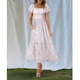 thumbnail image 3 of Women Summer Casual Square Neck Flutter Sleeve Boho Smocked A-Line Flowy Tiered Modest Midi Sun Dress with Pockets Style 2 M, 3 of 6