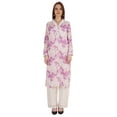 thumbnail image 1 of Bimba Printed Straight Kurti For Women Casual Summer Wear V-Neck W/ Lace Tunic Designer Kurta, 1 of 7