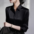 thumbnail image 2 of hotojiny Womens Dress Shirts Long Sleeve Button down Shirt Satin Silk Business Collared Elegant Blouse Office Work Tops, 2 of 6