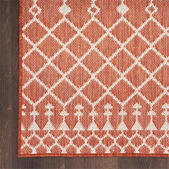 Pemberly Row Contemporary 5' x 7' Fabric Terracotta Area Rug