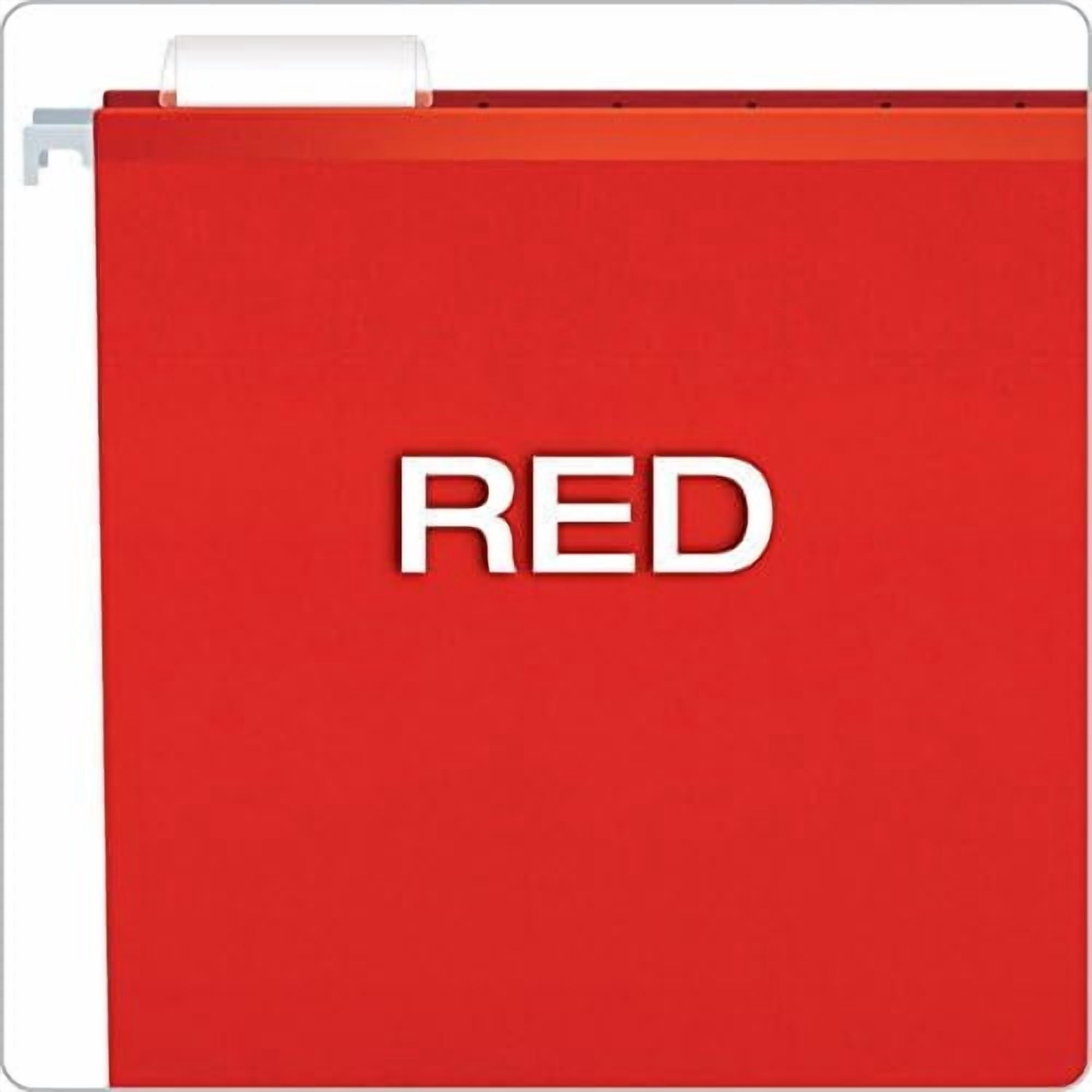 Reinforced Hanging File Folders, Letter Size, Red, 1/5 Cut, 25/BX (4152 1/5 RED)