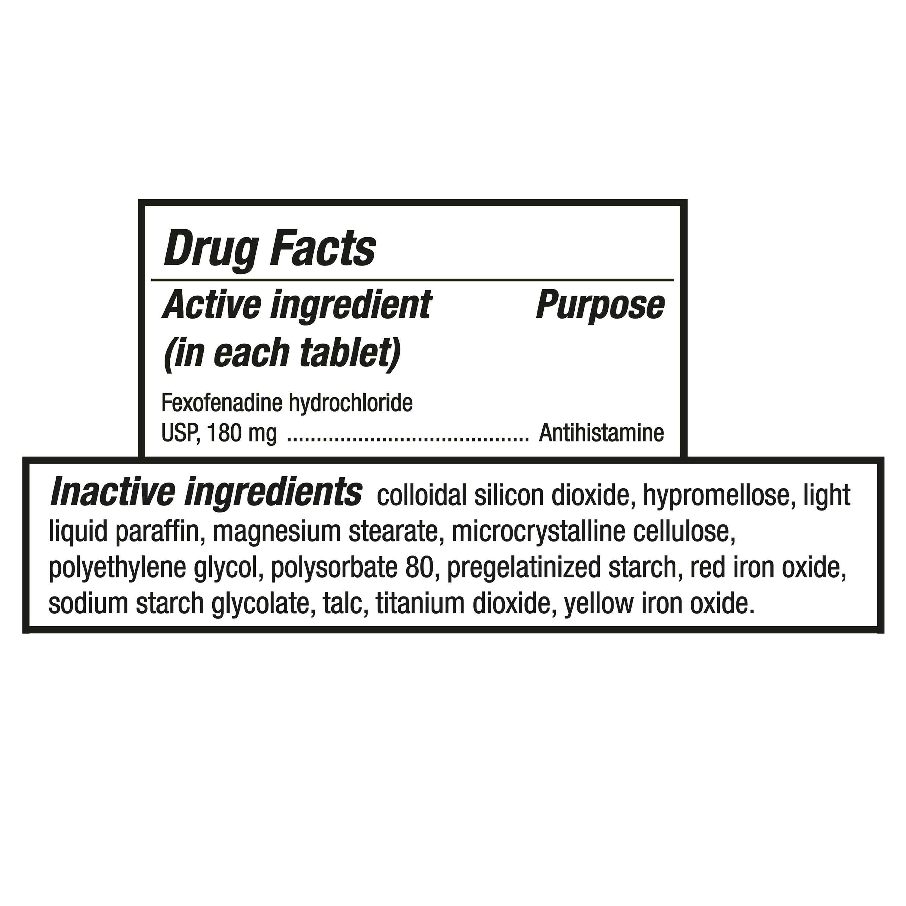 Equate Fexofenadine Hydrochloride USP Non-Drowsy Allergy Relief Tablets, 180 mg, 300 Count