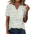 thumbnail image 2 of Women's Casual Shirt Short Sleeve V Neck Geometric Print Travel T-Shirt Pullover Top 3XL, 2 of 5