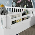 thumbnail image 3 of Newest Full Montessori Floor Bed White,LED Light & Storage Shelf, 19.7" High Safety Rails for Bedroom, 3 of 18