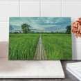 thumbnail image 2 of Asian Cutting Board, Old Wooden Bridge Between Rice Field with Sunlight at Khonburi Thailand, Decorative Tempered Glass Cutting and Serving Board, in 3 Sizes, by Ambesonne, 2 of 5