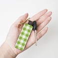 thumbnail image 4 of Wukai White Green Plaid Print Leather Car Keychain, Universal Key Fob Keychain, Leather Key Chain Holder for Men and Women,360 Degree Rotatable, 4 of 5
