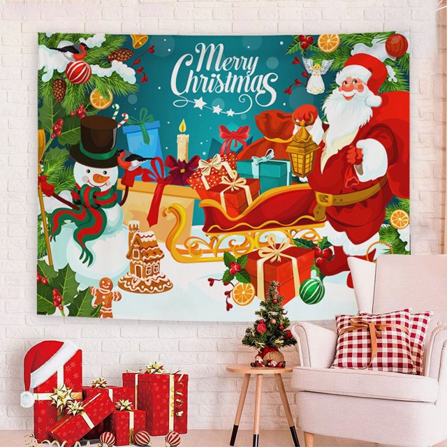 Christmas Background Cloth Holiday Party Event Decoration Tapestry Cloth Christmas Greetings Decoration Poster