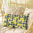 thumbnail image 4 of Yellow Lemons Pillow Covers, Linen Long Throw Pillow Case, Summer Fruits Leaves Black White Buffalo Plaid Holiday Pillow Protector Decorative Cushion Cover for Living Room/Bedroom 20" x 30", 4 of 8
