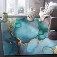 thumbnail image 5 of Area Rugs Indoor Non-Slip Rectangle Rug 5x7 Ft Turquoise Marble Gold Foil Modern Abstract Rug Rubber Backing Floor Mats Non Shedding Home Decor Carpet for Entryway Living Room, 5 of 8