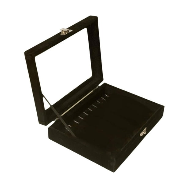 Caja de almacenamiento de collares, caja de almacenamiento de joyería de mesa con múltiples ganchos, caja para presentación de joyería con cerradura Negro S