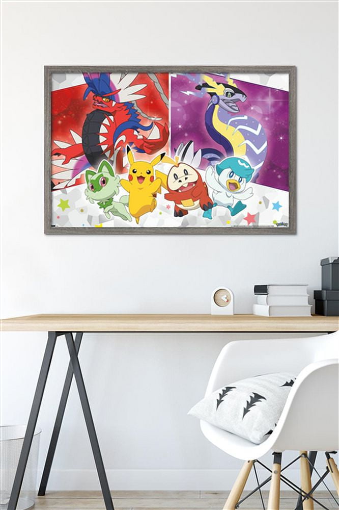 Pokemon - Group Sparkle Wall Poster, 22.375" x 34" Framed