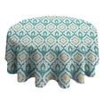 thumbnail image 4 of Blue Pioneer Flower Pattern Round Tablecloth 60"x60",Wrinkle Wipeable Table Cloth for Kitchen Dining Room Picnic Patio Party, 4 of 6