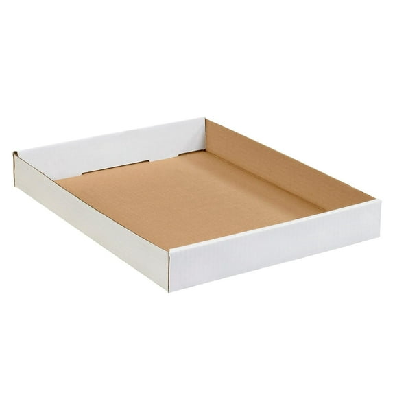 Corrugated Cardboard Trays, 15 x 12 x 1.75 Inches, White, 50 Count