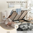 thumbnail image 6 of King Size Lift up Storage Upholstered Platform Bed with LED Lights & Nightstands Velvet Headboard,No Box Spring Needed,Brown, 6 of 13
