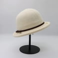 thumbnail image 2 of CoCopeaunts Women's Bucket Hat Wool Felt Bowler Hats Retro Soft Warm Autumn Winter Ladies Plain Cloche Basin Hat Black Hatband, 2 of 8