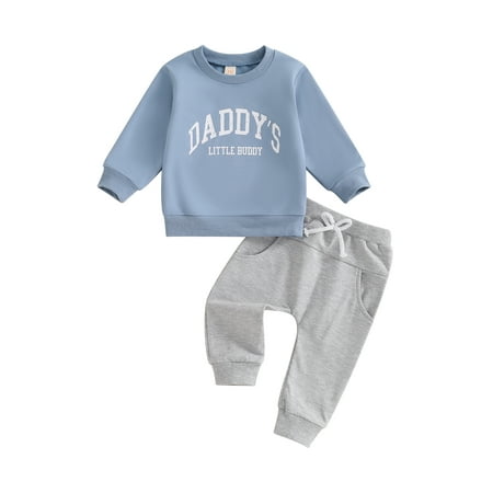 

Father s Day Baby 2 Piece Outfits Letter Print Long Sleeve Round Neck Sweatshirt and Pants Set Toddler Pants Suits