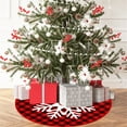 thumbnail image 3 of SPRING PARK Christmas Tree Skirt Red and Black Buffalo Check Plaid Tree Skirt with Snowflake Design, Xmas Tree Skirt for Christmas Decorations, Winter New Year House Decoration Supplies, 3 of 8