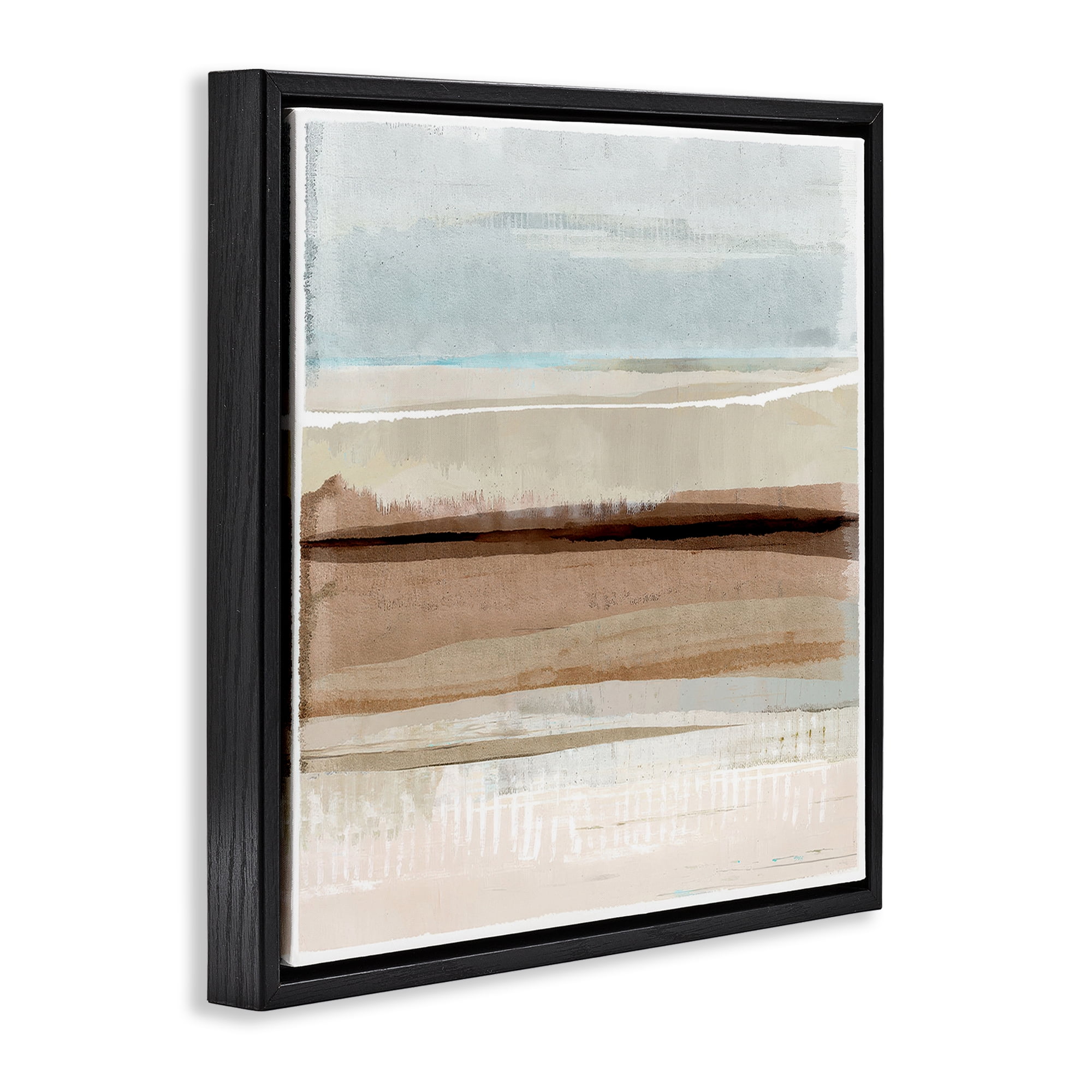 Stupell Industries Winter Sands Pattern Abstract Painting Black Floater Framed Canvas Art Print Wall Art, 18 x 18