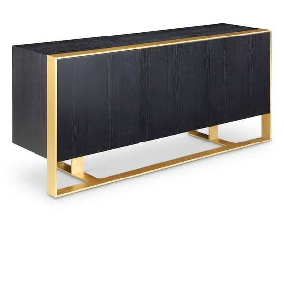 Meridian Furniture Sherwood Oak Wood Veneer Sideboard and Buffet in Black
