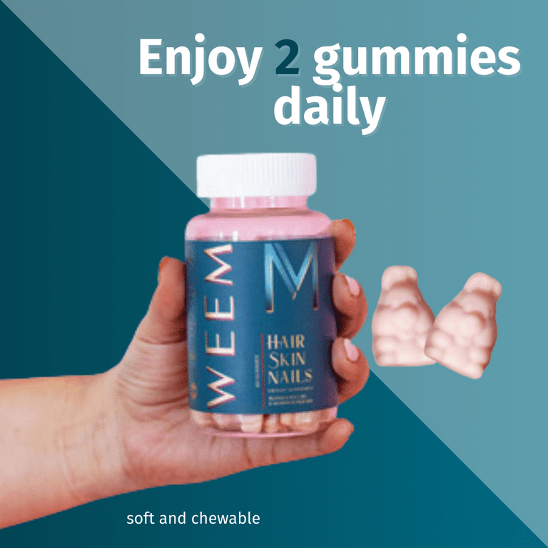 WEEM- Hair, Skin & Nails Gummies, Gluten Free, Vegan, Cruelty-free