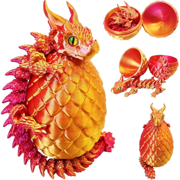 3D Printed Dragon Easter Eggs, Cool 3D Printer Articulated Crystal Dragon Toys , Surprise Animals Figurines Fidget Dinosaur Eggs Toys