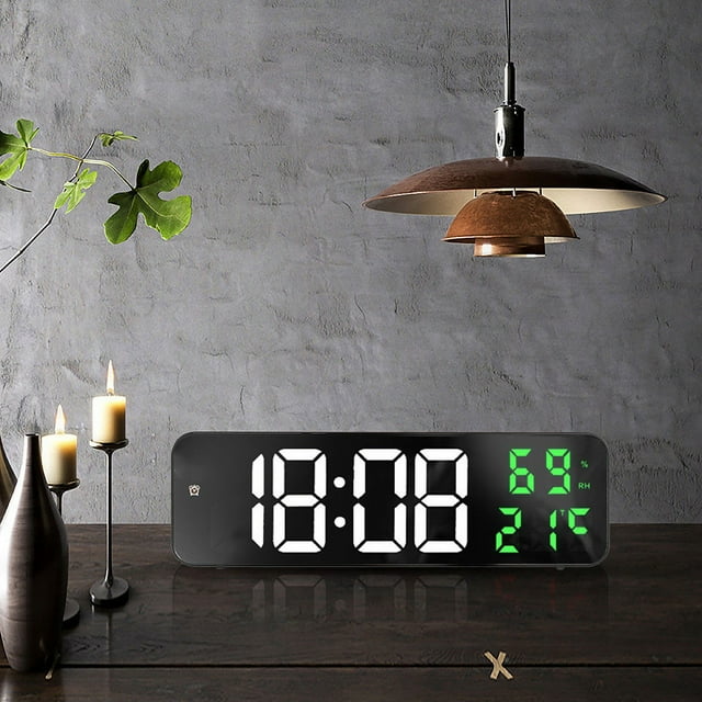 Reloj despertador electrónico BuyWeek espejo grande reloj LED digital de Pantalla grande