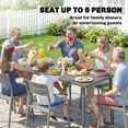 thumbnail image 3 of 65" x 31.5" Outdoor Dining Table for 6, Metal Rectangular Patio Table with Slatted Top, Weather-Resistant Powder-Coated Steel for Garden, Backyard, BBQ, and Dining Area, Dark Grey, 3 of 7