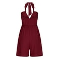 thumbnail image 6 of Timegard Lounge Outfits for Women 1 Piece Sleeveless Deep V Neck Ruched Comfy Short Rompers Summer Fashion, 6 of 7