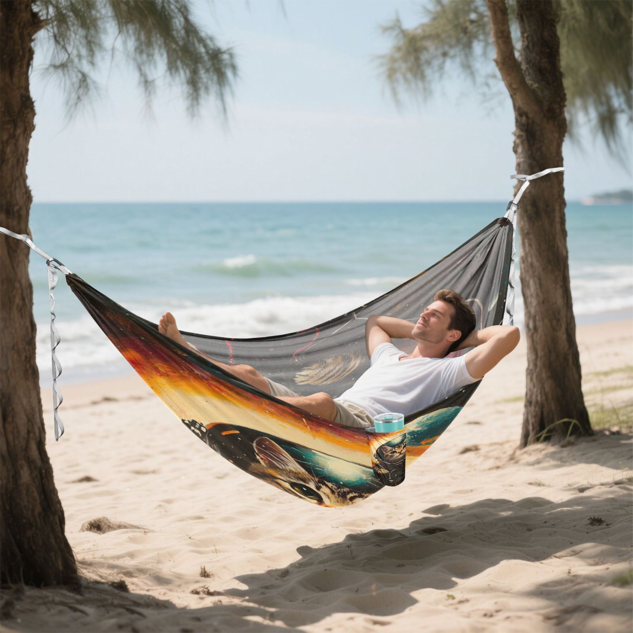Hammock Camping Hammock Nylon Portable Hammock Travel Camping Hammock Astronaut Black Cat
