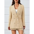 thumbnail image 4 of Women 2 Piece Blazer Shorts Sets Long Sleeve Double Breasted Suit Jackets Business Outfit, 4 of 6