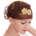 thumbnail image 4 of Coofit Turban Headwrap Embroidered Flower Elegant Soft Beanie Headwrap Hair Cover Wrap, 4 of 10