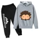 thumbnail image 3 of Conjunto de sudadera con capucha y pantalones de polar para niños, conjunto de 2 piezas, chándal, estampado de cabeza grande de Sasquatch furtivo, 3 of 5