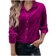 thumbnail image 3 of Mittory Velvet Tops for Women Long Blazer Jackets Long Sleeve Cardigan Jackets Slim Fit Button Down Shirts, 3 of 7
